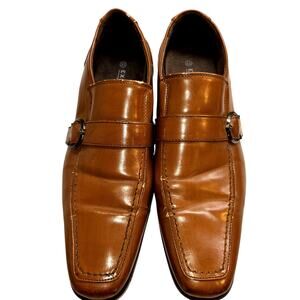 Executive 8.5 Strap Cap Toe Loafer Men's Dress Shoes Brown Buckle